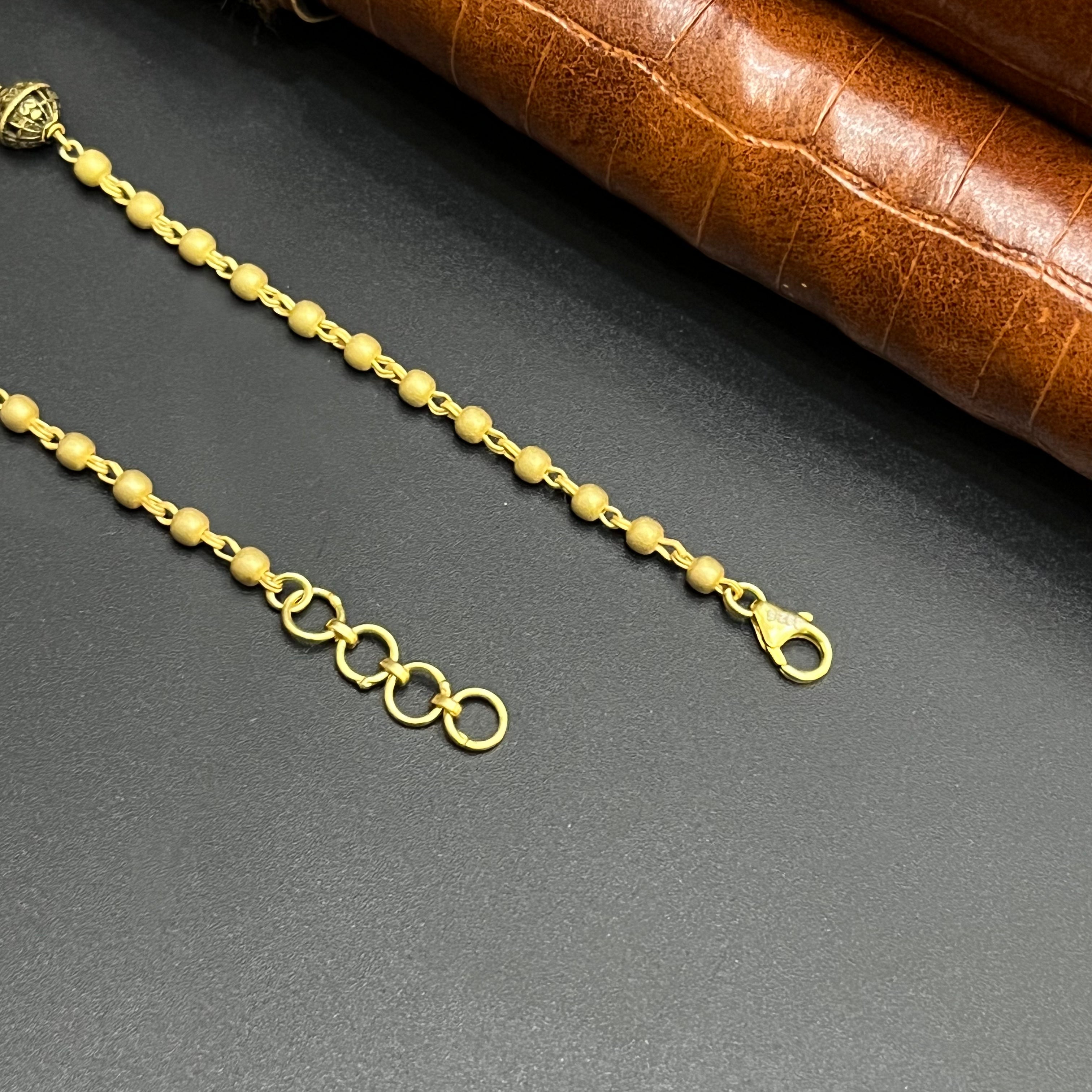 Silver Ladies Chain Golden Aqua Vaibhav Bleads Mala Gold Finish M01 925