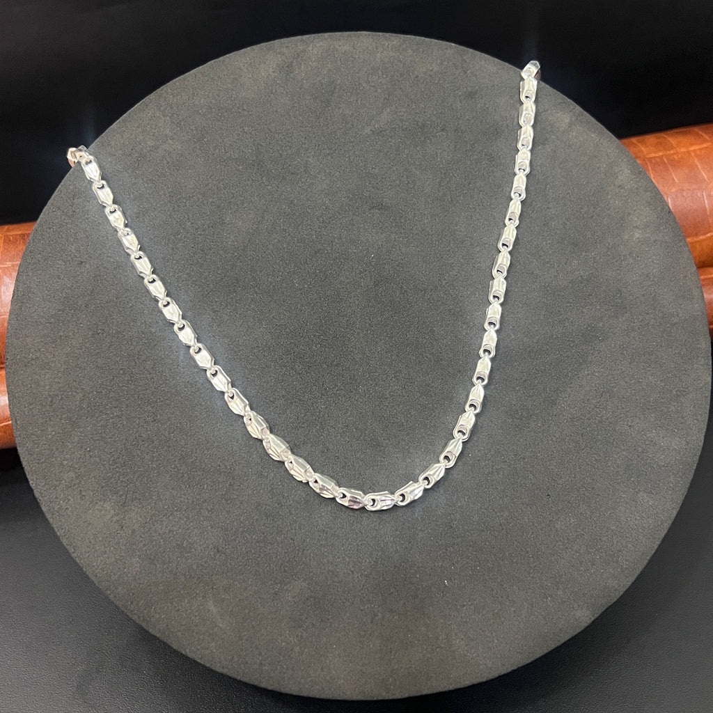 Silver Mens Chain Luxury Thick Leaf Link Lock 925