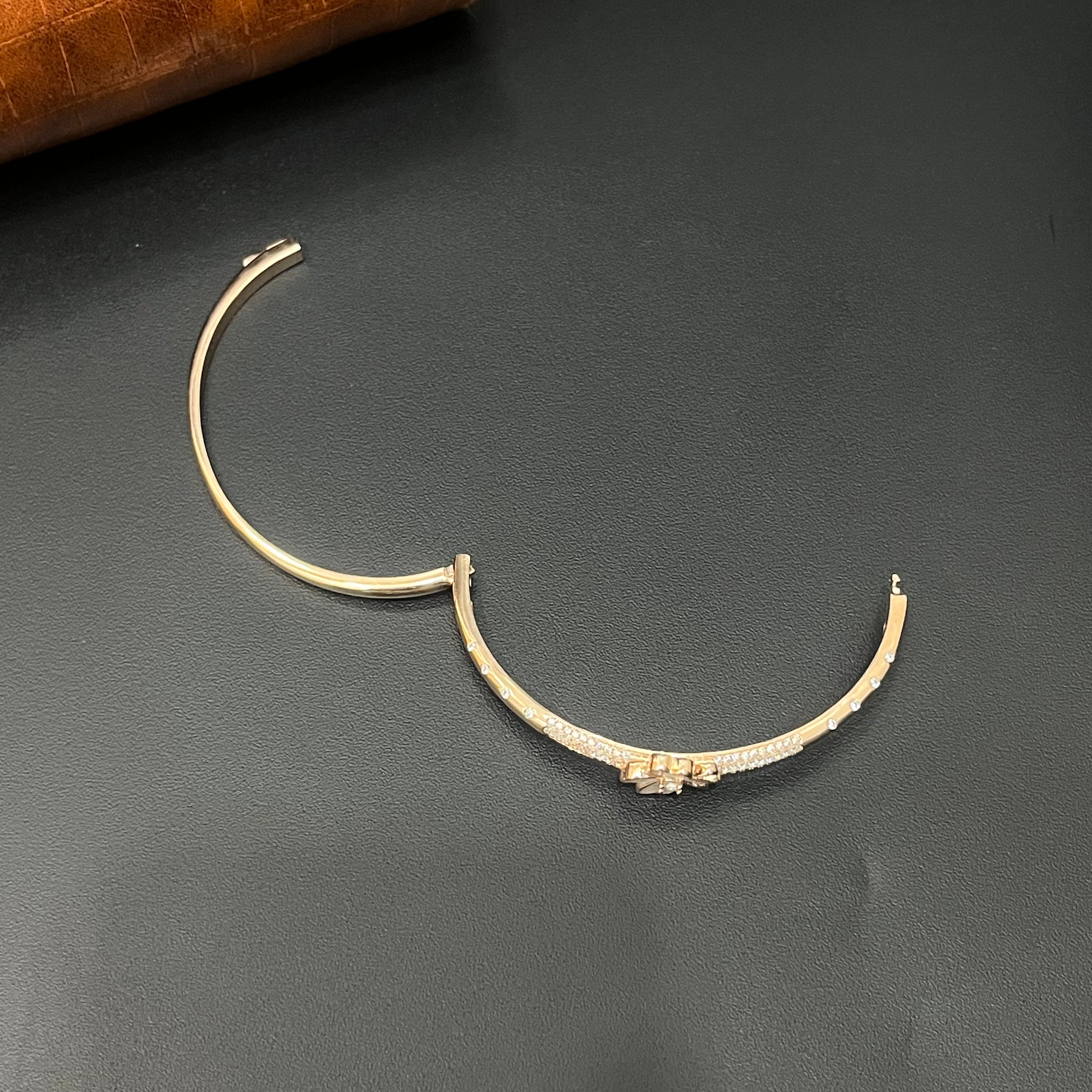 Silver Ladies Kada Flower White Rosegold