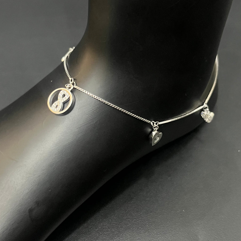 Silver Ladies Anklet Charms Infinity