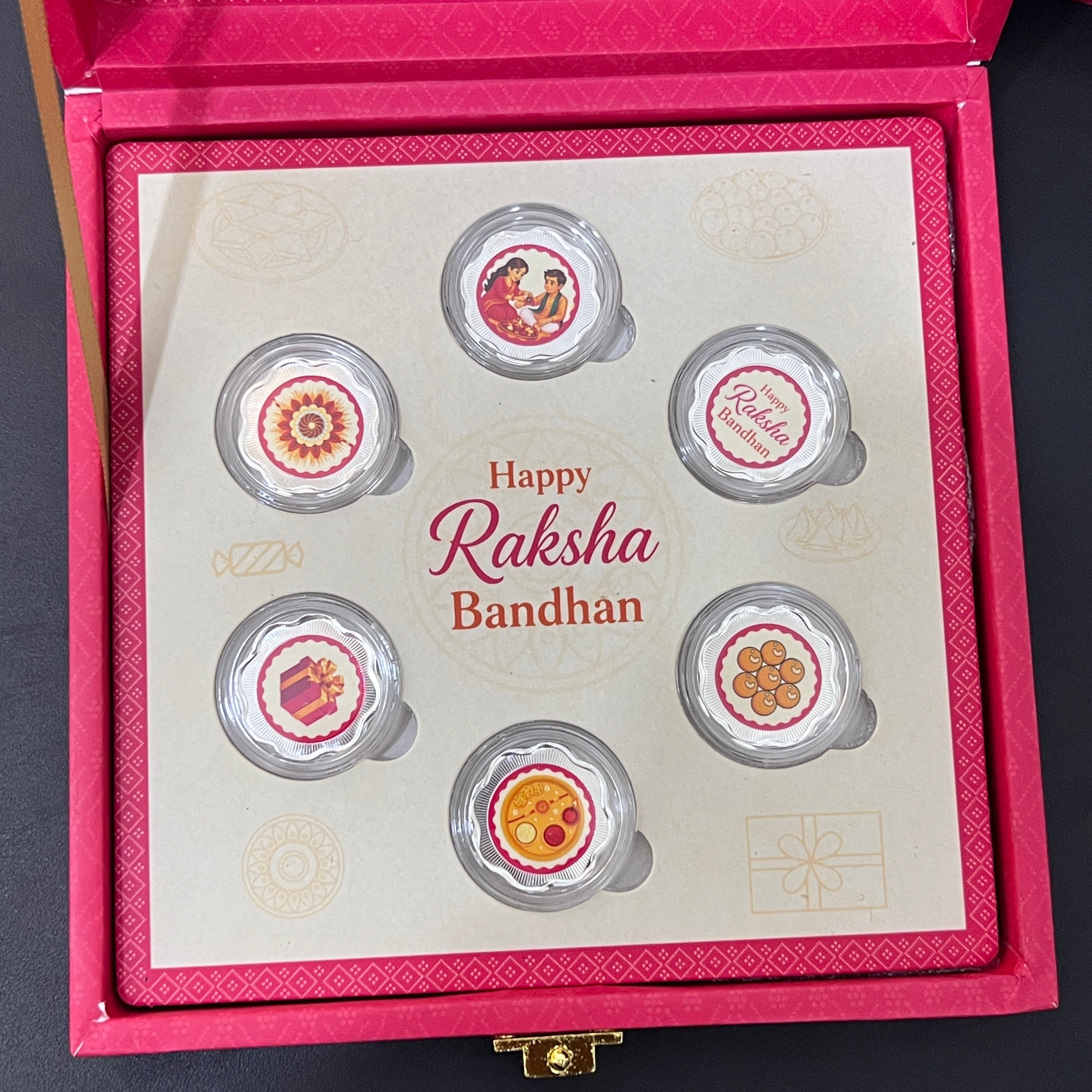 Silver Raksh Bandhan Gift Box 6grams Coin Set 999