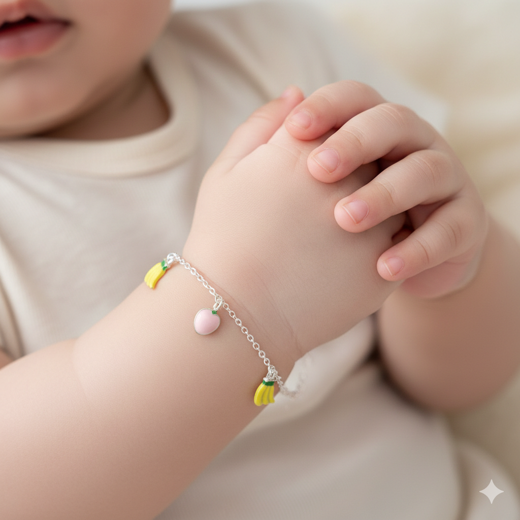 Silver Baby Bracelet Charms Veggies
