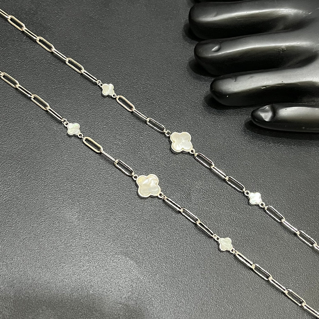 Silver Ladies Anklet Floral Oval Grace With Stone  925