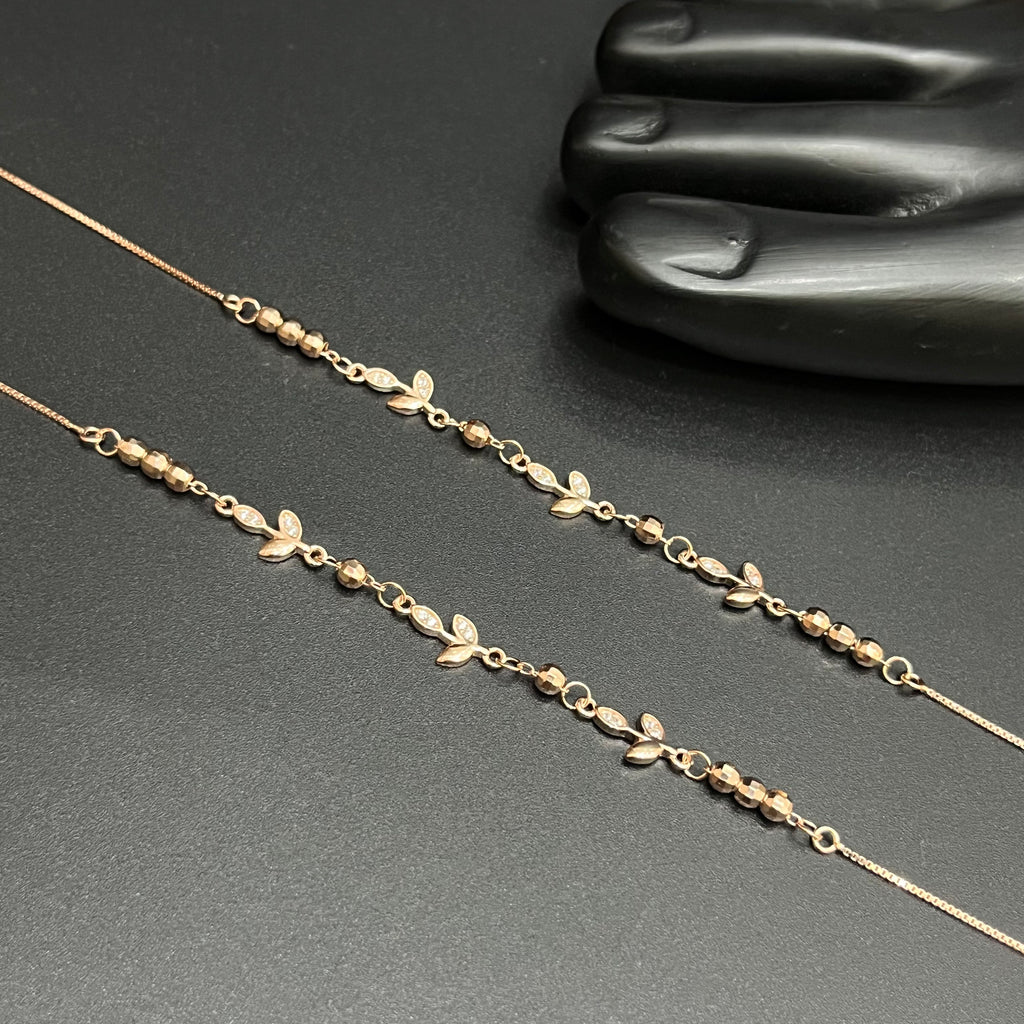 Silver Ladies Anklet Blooming Vine Grace Beeds Rose Gold 925
