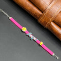 Silver Kids Bracelet Cute Characters Charms ANGEL Pink Band 925