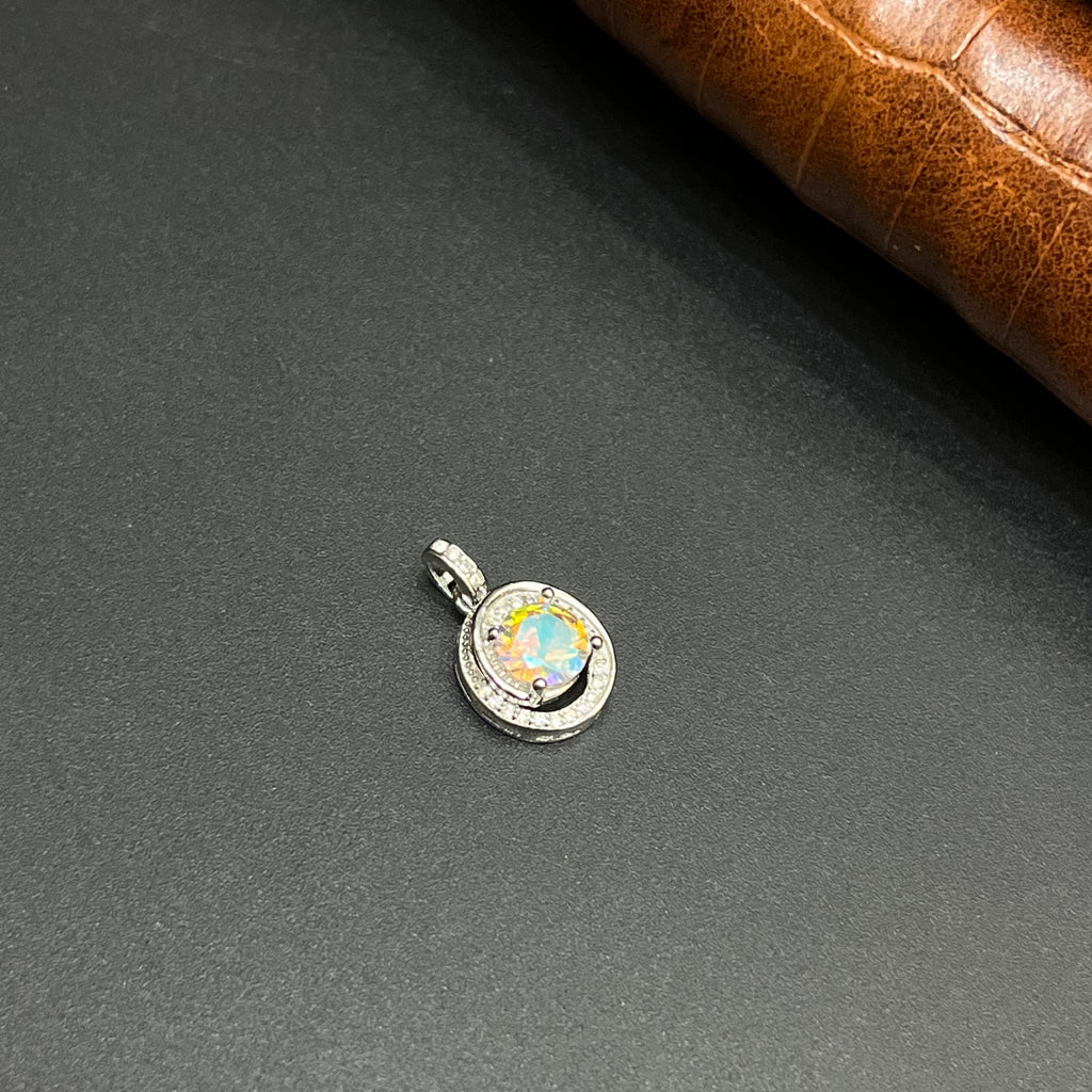 Silver Ladies Pendant Multicolor Crystal Halo 925