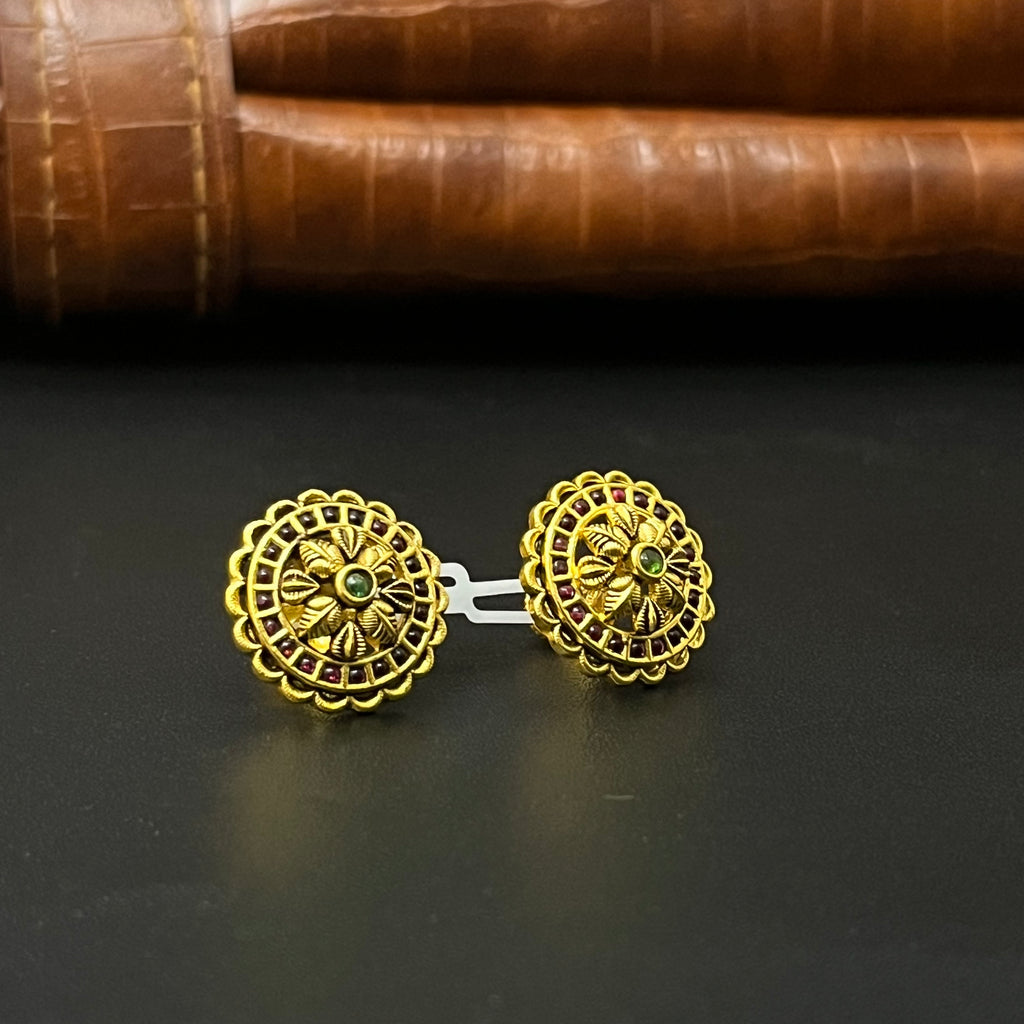 Silver Stud Round Antique Gold Finsihed 925 2