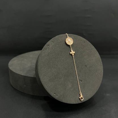 Silver Ladies Bracelet Round Clover Rosegold