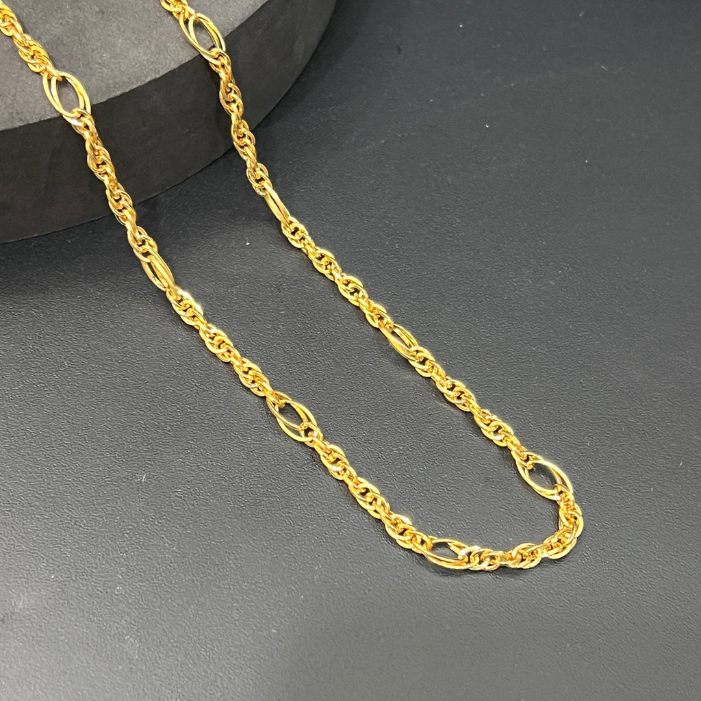Silver Mens Chain Indo Italian Luxury Royal  & Oval Gold Finish 925