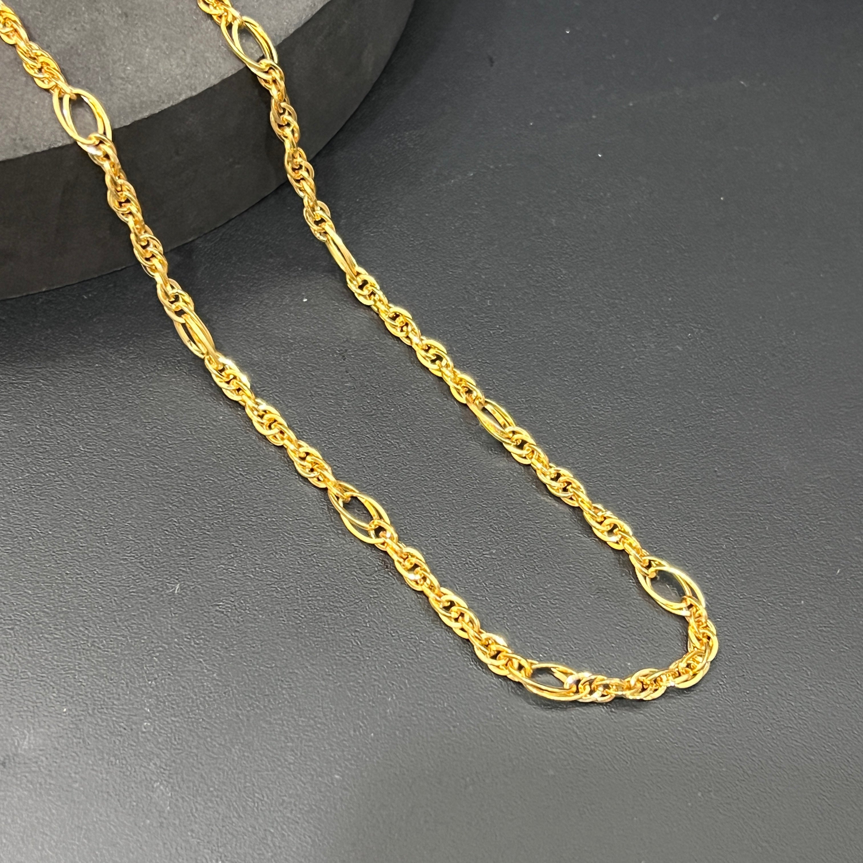 Silver Mens Chain Indo Italian Luxury Royal  & Oval Gold Finish 925