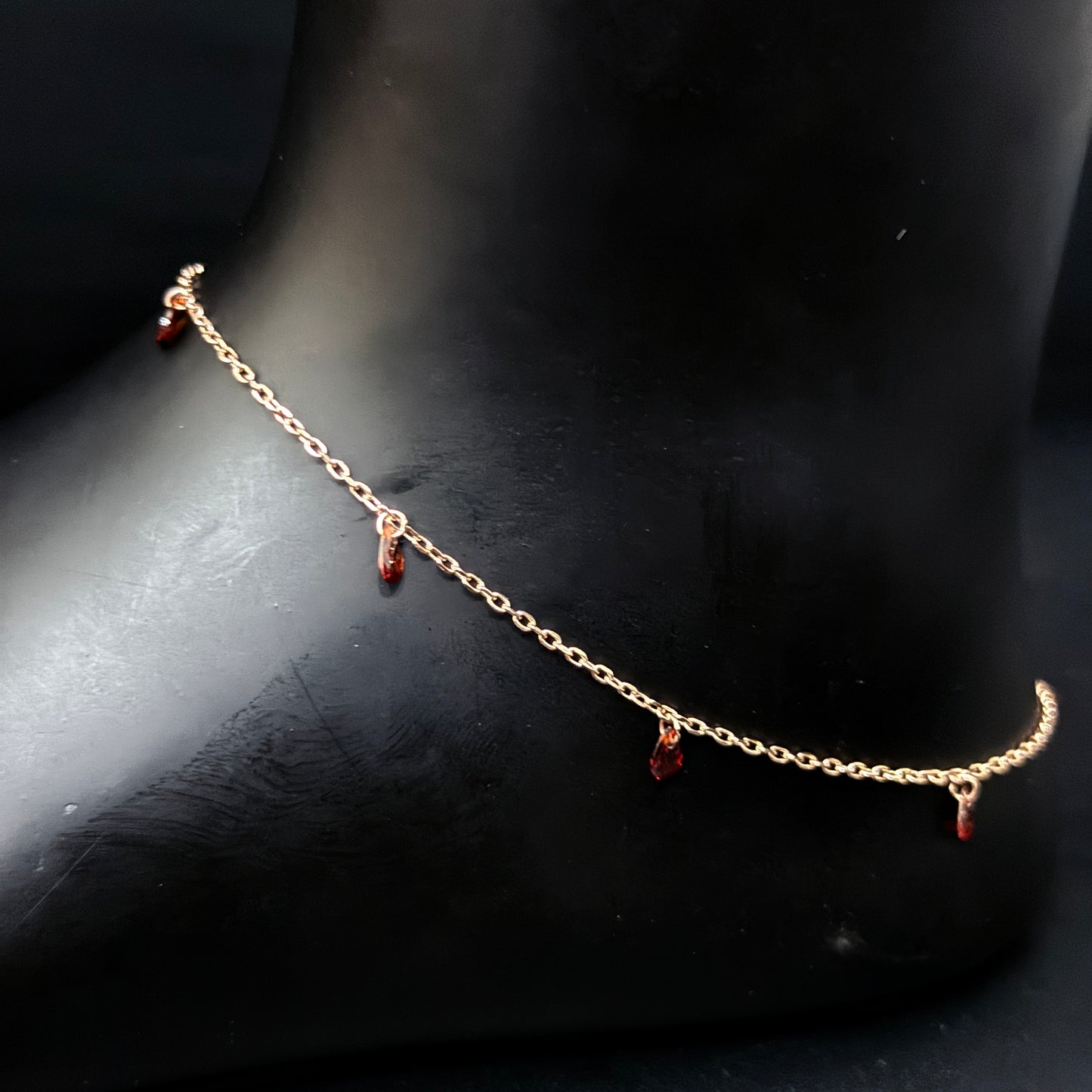 Silver Ladies Anklet Red RG