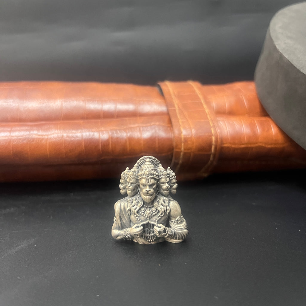 Silver Mens Hanuman Brooch Anqtiue 5 Faces 925