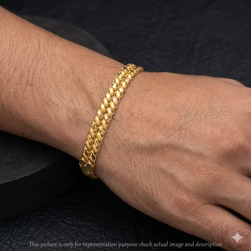 Silver Mens Gold Finished Bracelet Two sides