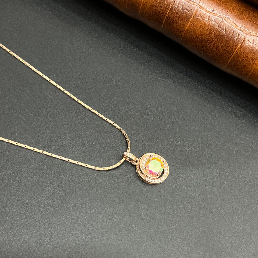 Silver Ladies Pendant Multicolor Crystal Halo Rose Gold 925