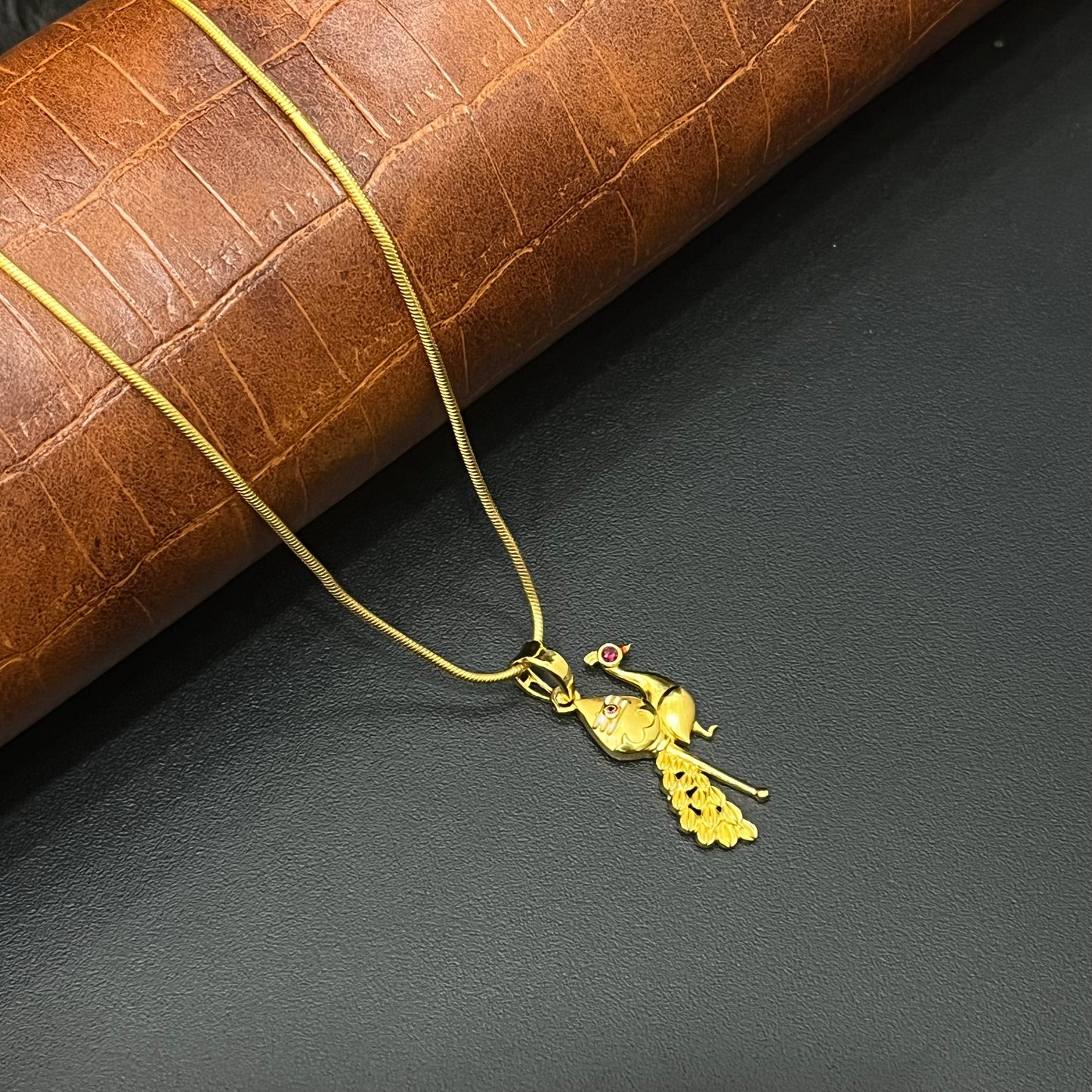 Silver Peacock & Vel Gold Finished Pendant