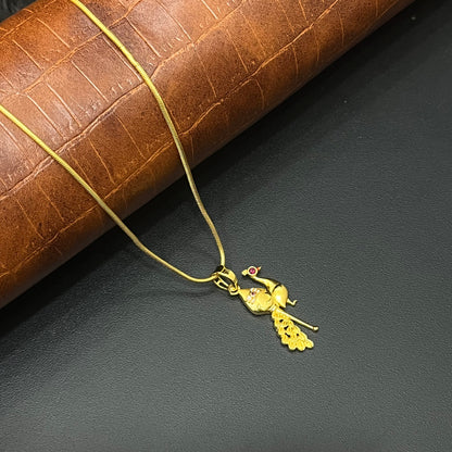 Silver Peacock & Vel Gold Finished Pendant