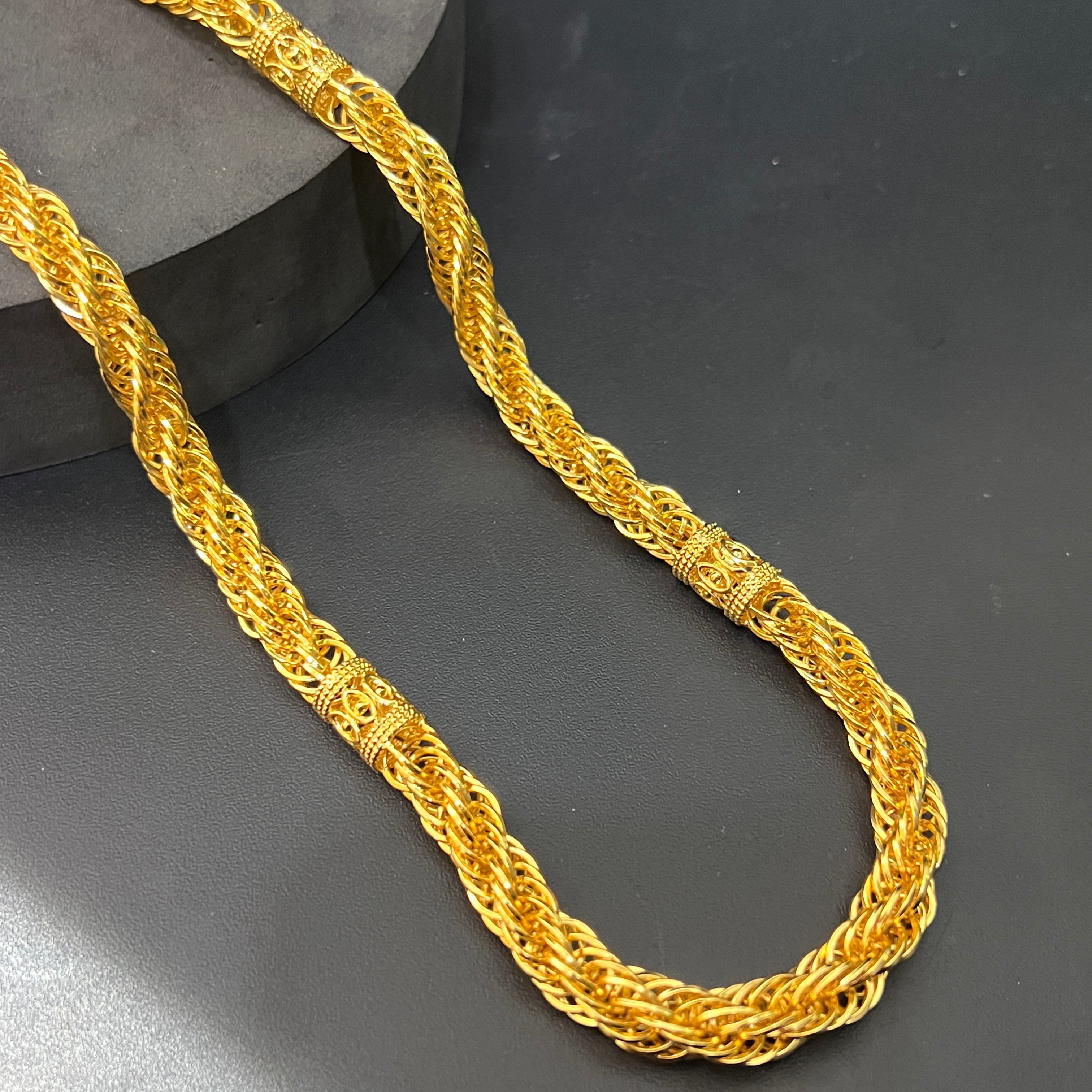 Silver Mens Chain Indo Italian Maharaja Braided Edition Gold Finish 925