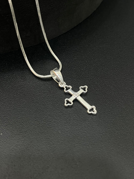 Silver Cross Jesus Pendant