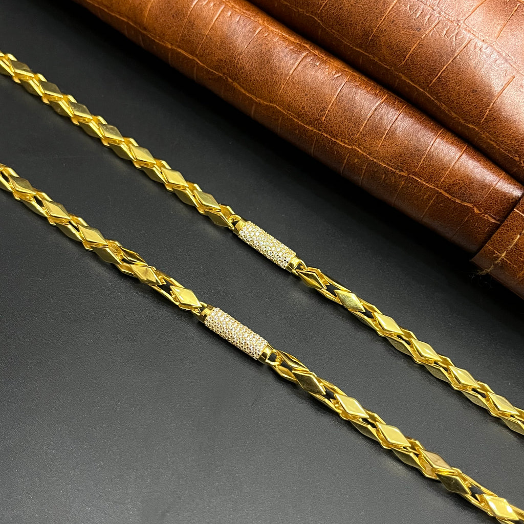 Silver Mens Chain Kathli Luxury Chain Rope Gold Finish M02 925