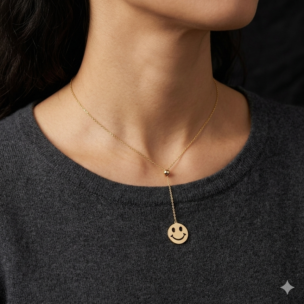 Silver Ladies Chain Smiley Gold Finished