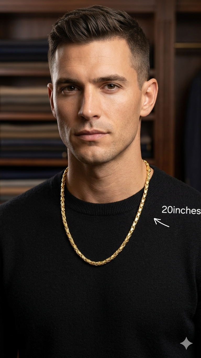 Silver Men’s Gold Kathli Design Chain – CNC Cut Finish