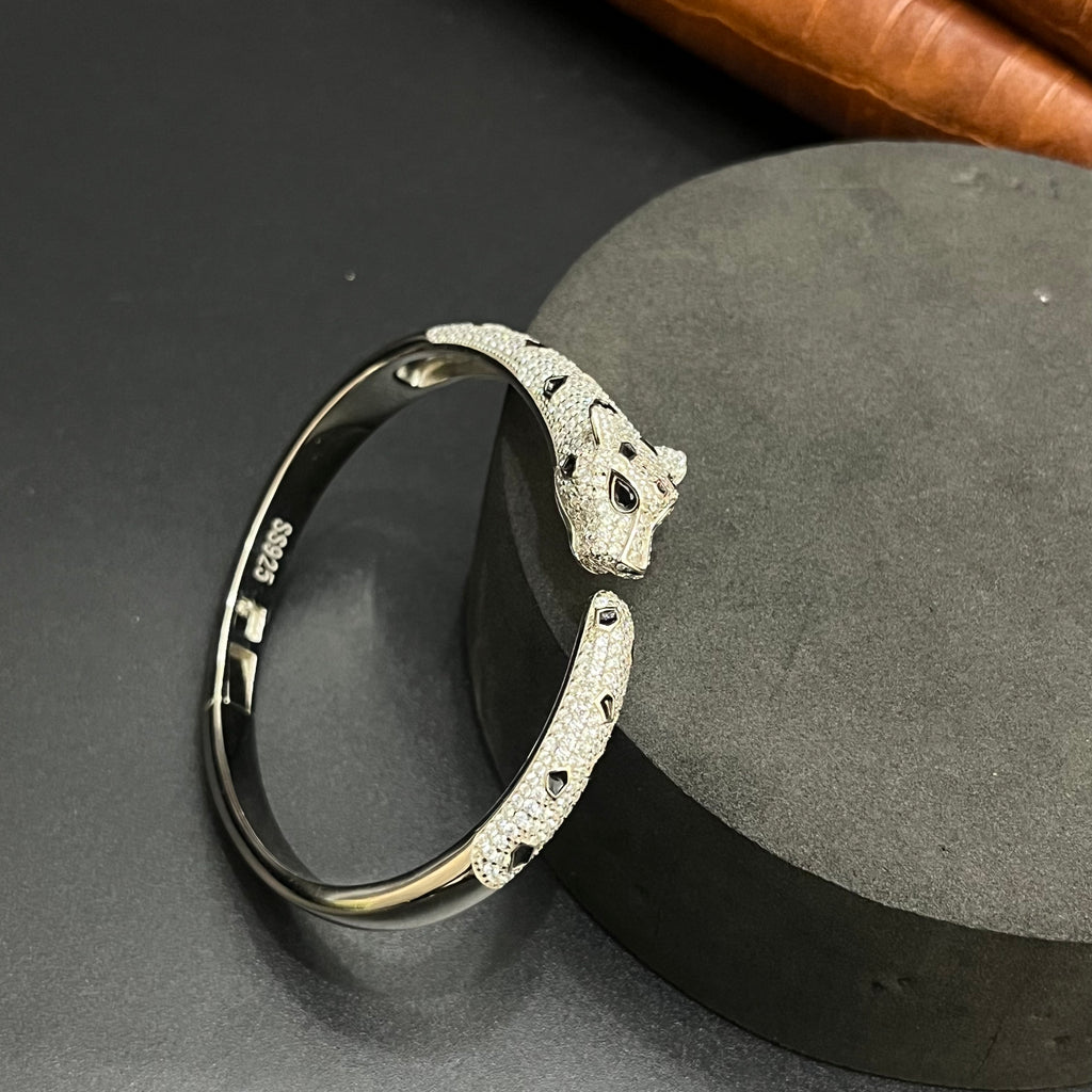 Silver Unisex Kada Adjustable Jaquar Crystal 925