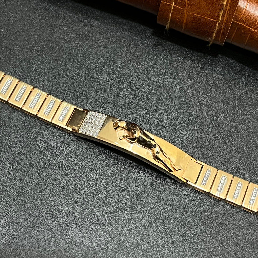 Silver Mens Bracelet Jaquar Rose Gold 925