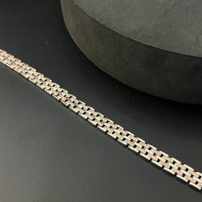 Silver Mens Bracelet Center Two Line