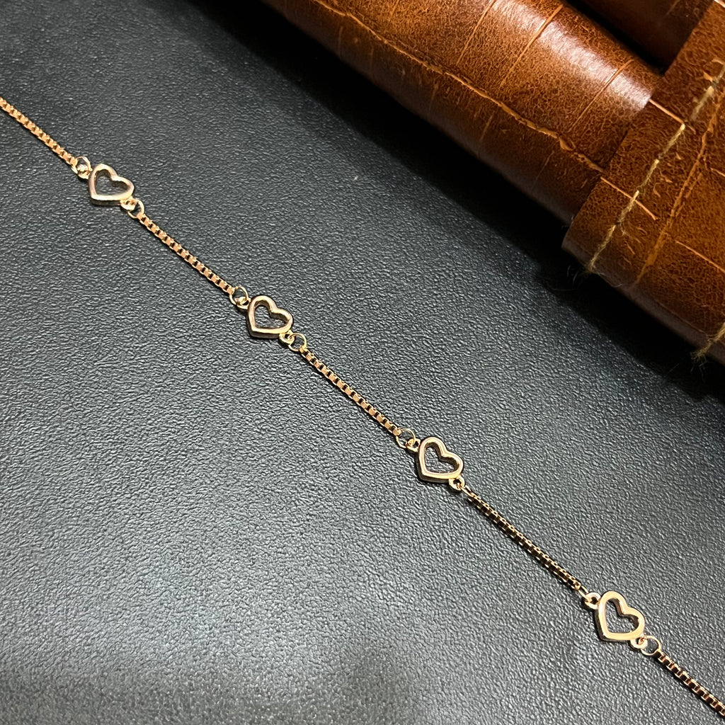 Silver Ladies Bracelet Two Hearts Shapes Rose Gold 925