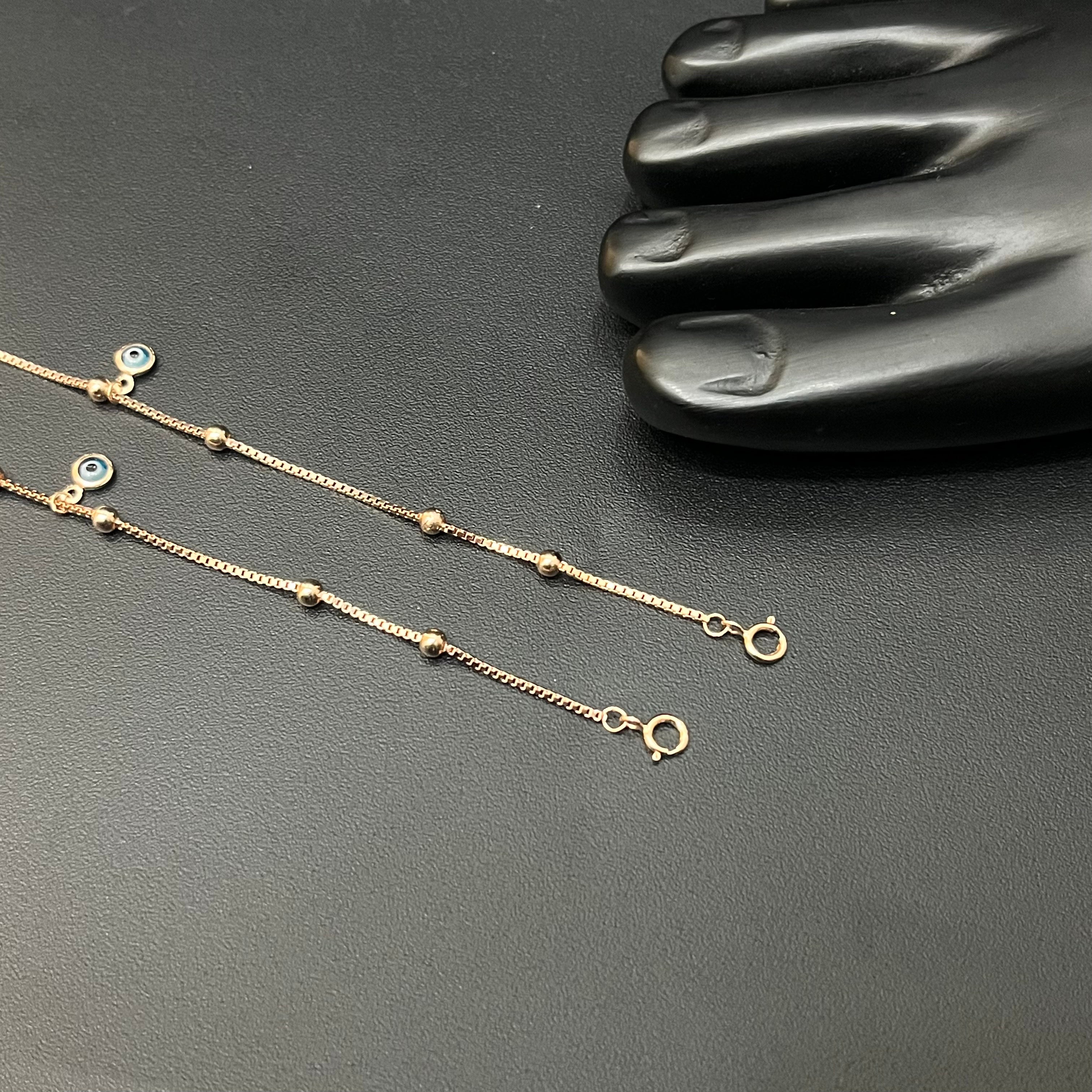 Ladies Silver Anklet  Evil Eye Hangings RG