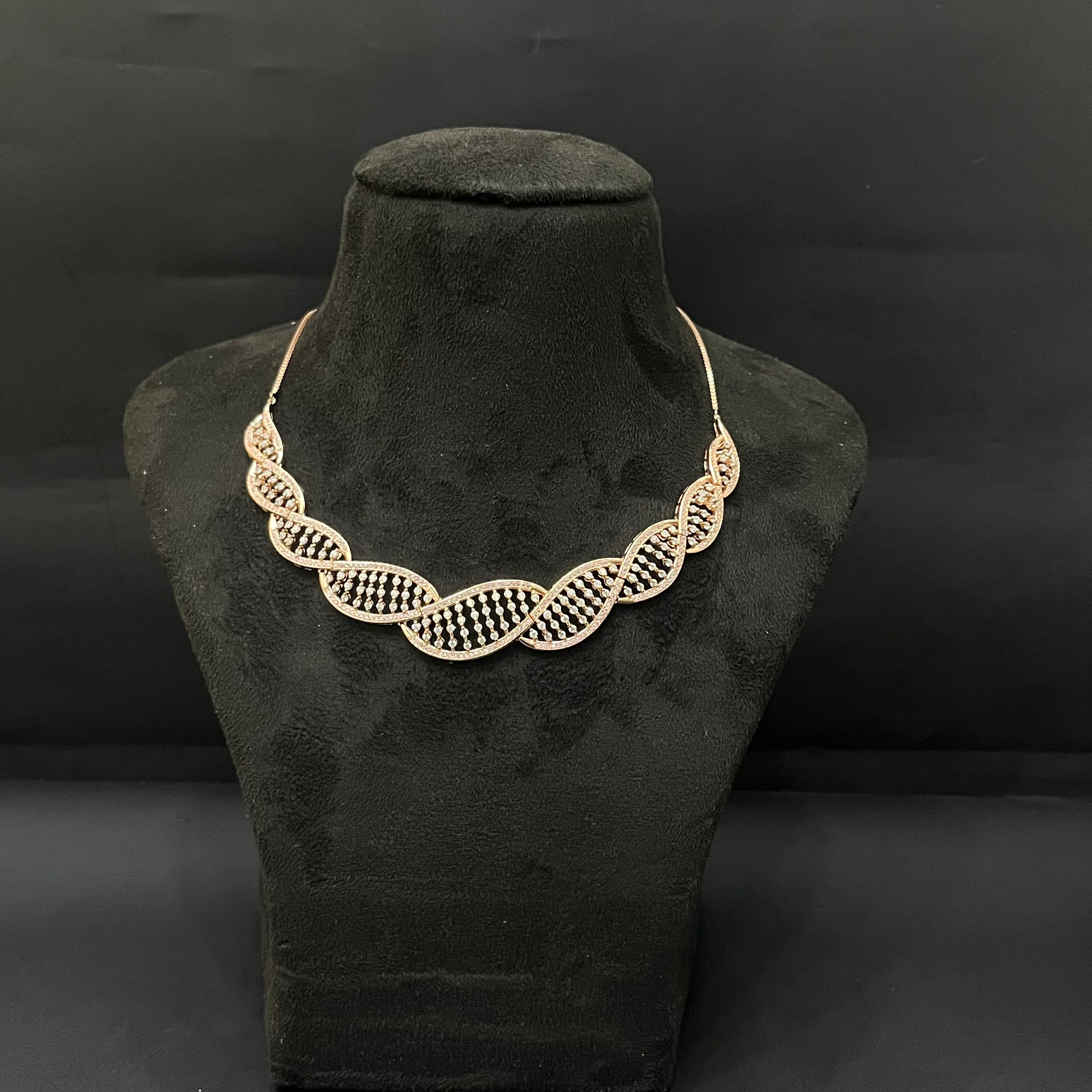 Silver Ladies DNA Design Rosegold Necklace