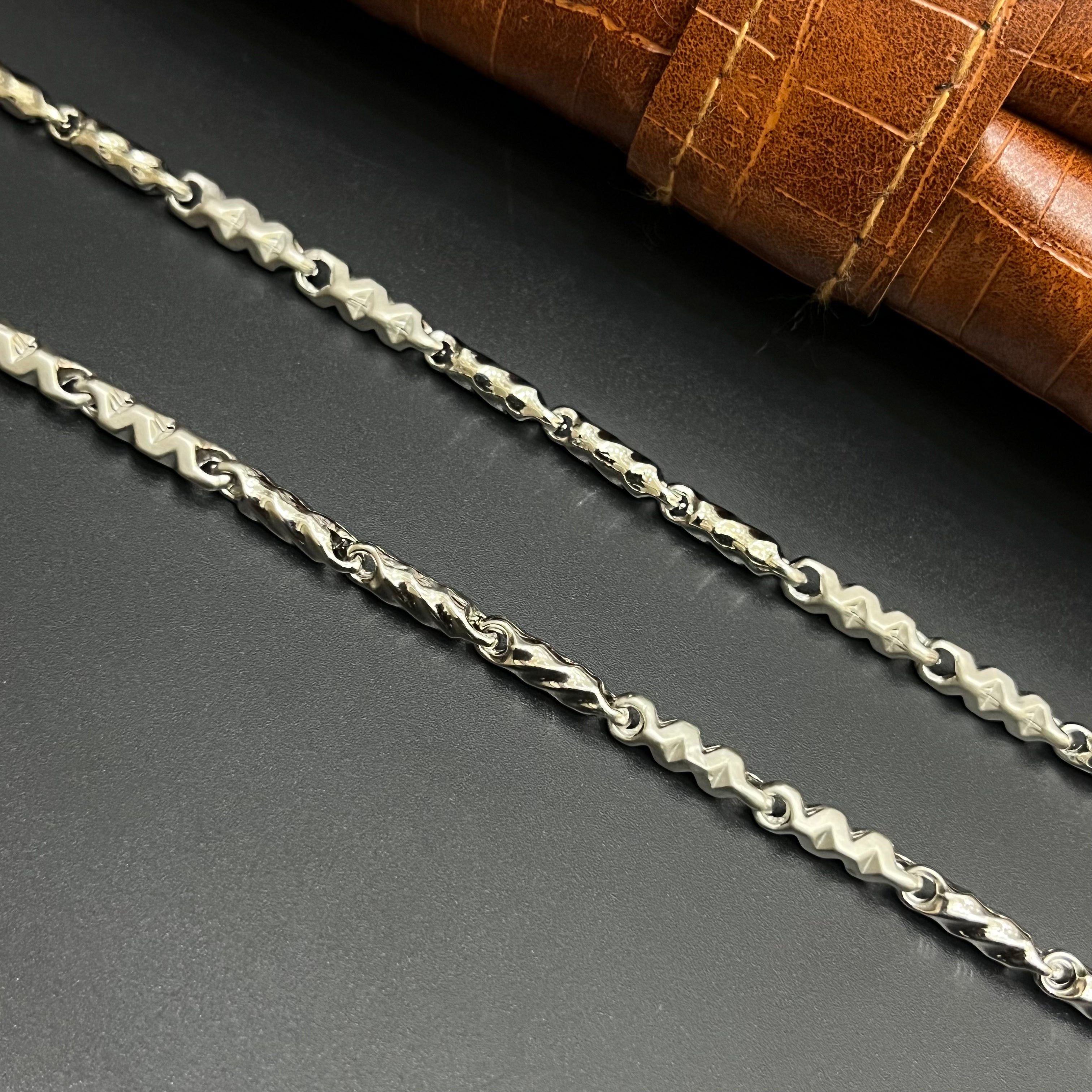 Silver Mens Chain Luxury Spiral Cut Mat Finish 925