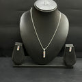 Silver Ladies Pendant Chain Set Classic Rectangle Multicolor Crystal 925