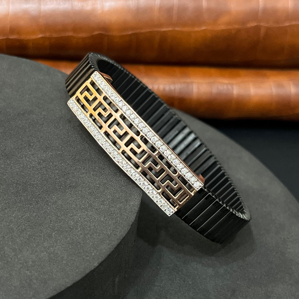 Silver Mens Flexible Bracelet FB4 Maze Rosegold 925