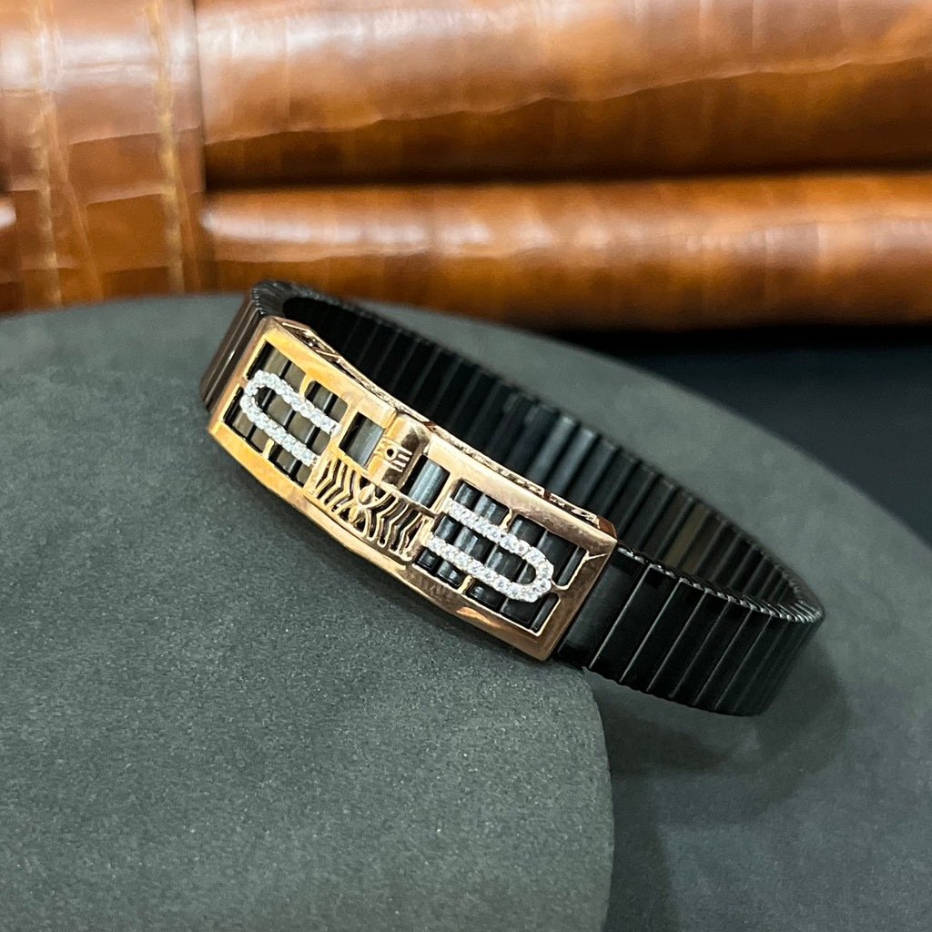 Silver Mens Flexible Bracelet FB2 Rosegold 925