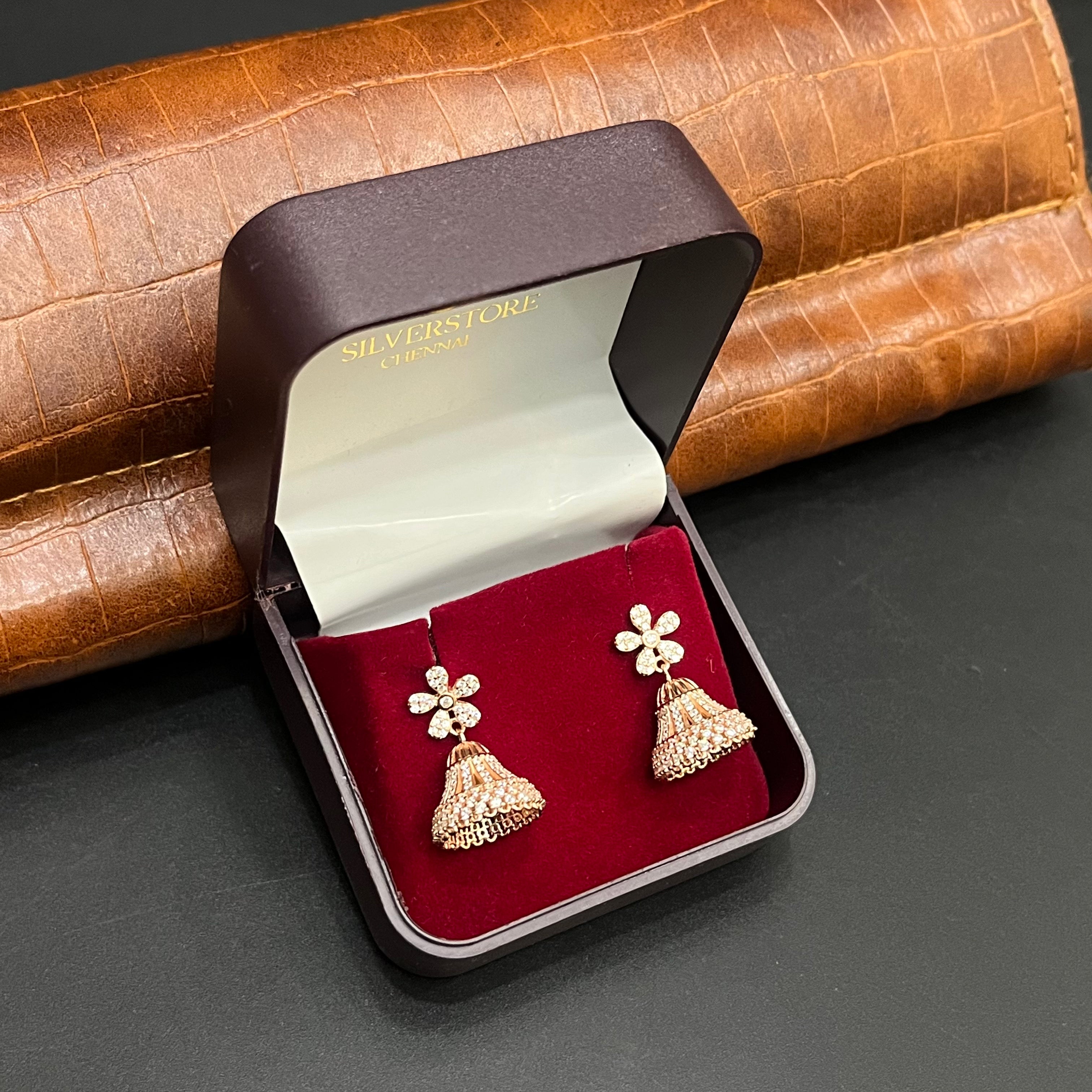 Silver Ladies Jimki Floral Crystal Rose Gold 925