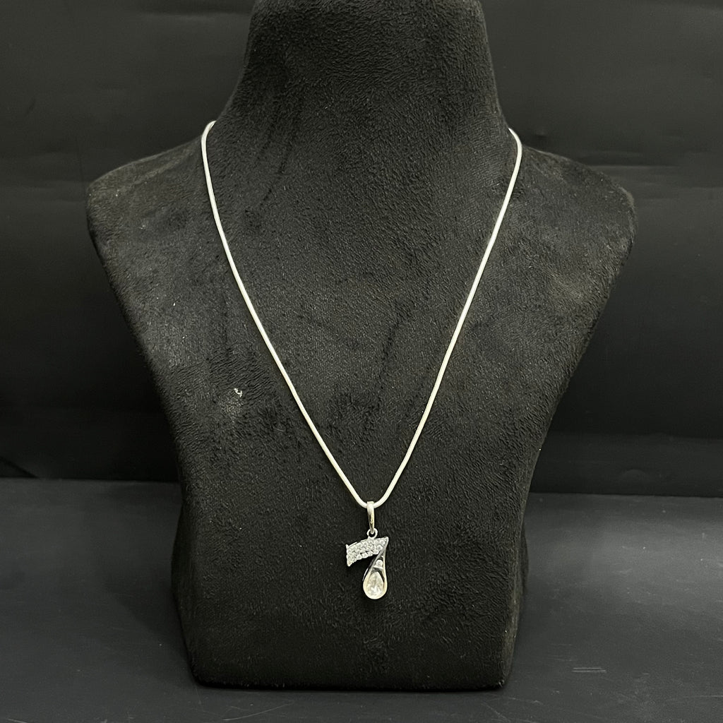 Silver Ladies Pendant Chain Luna Drop Sparkle 925