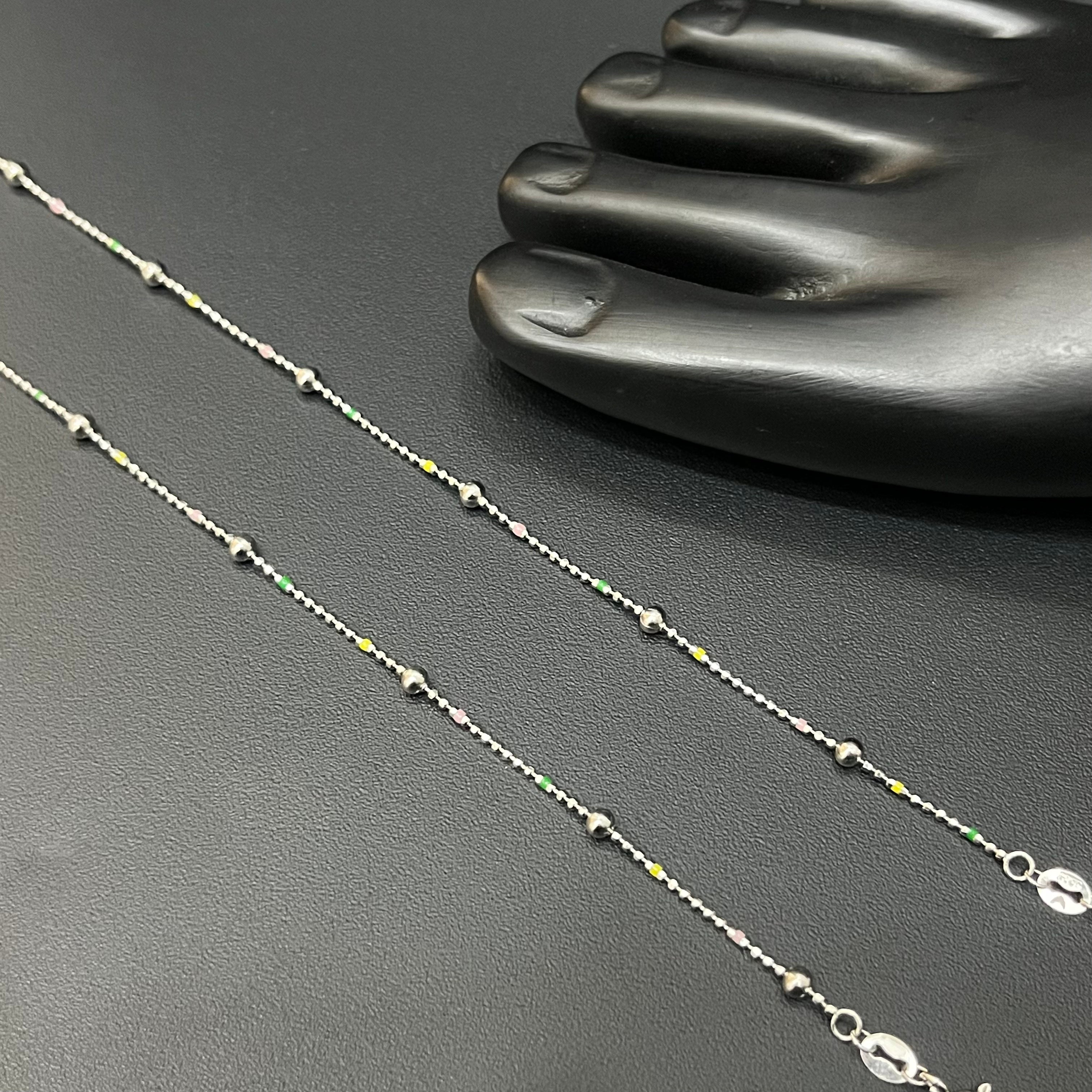 Silver Ladies Anklet Mini Balls