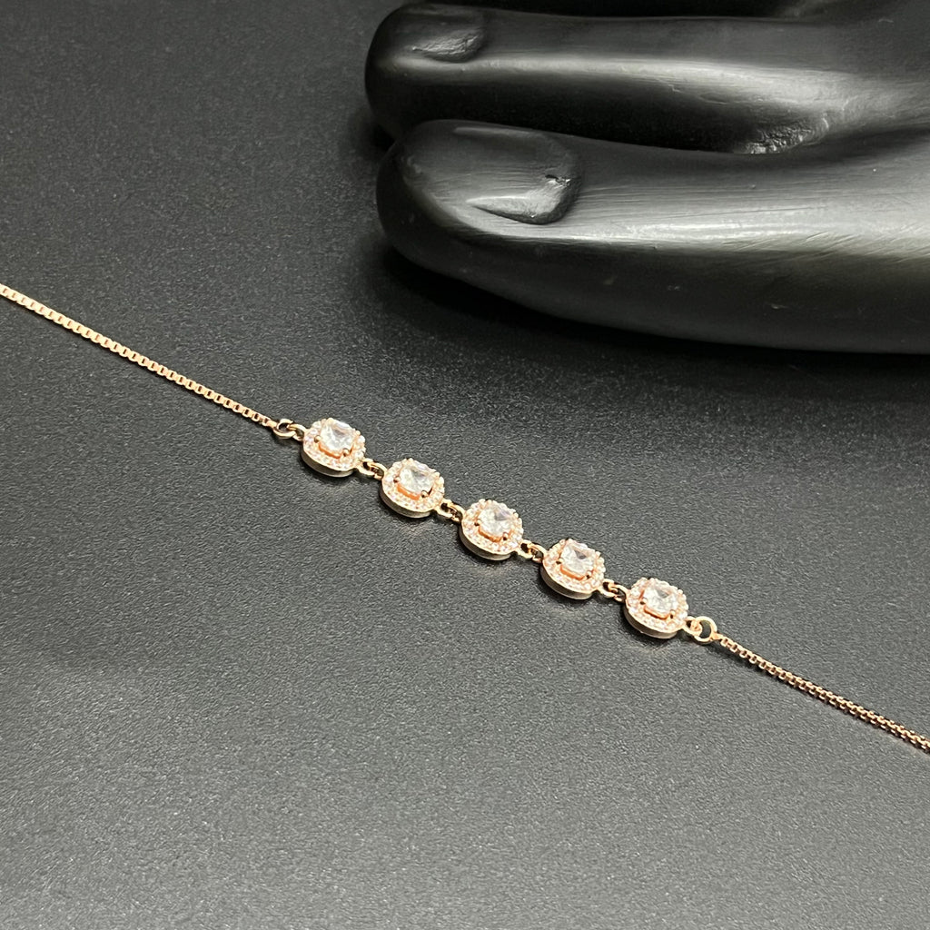 Silver Ladies Anklet Elegant Bloom Circle Rose Gold  925