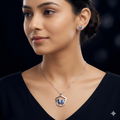 Silver Ladies Chain Set  Hexagon Blue Butterfly
