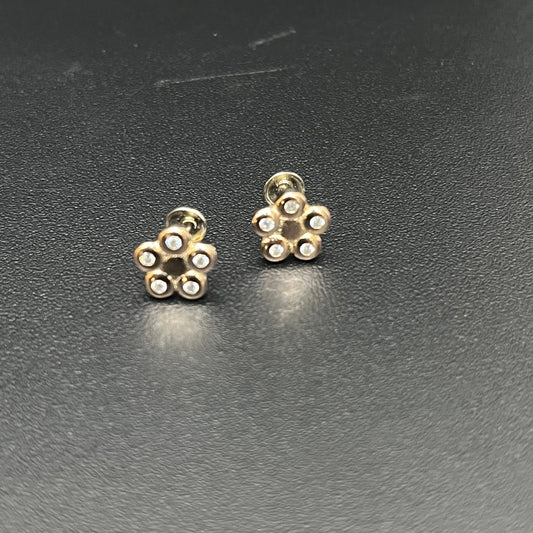 Silver Studs Flower with stone