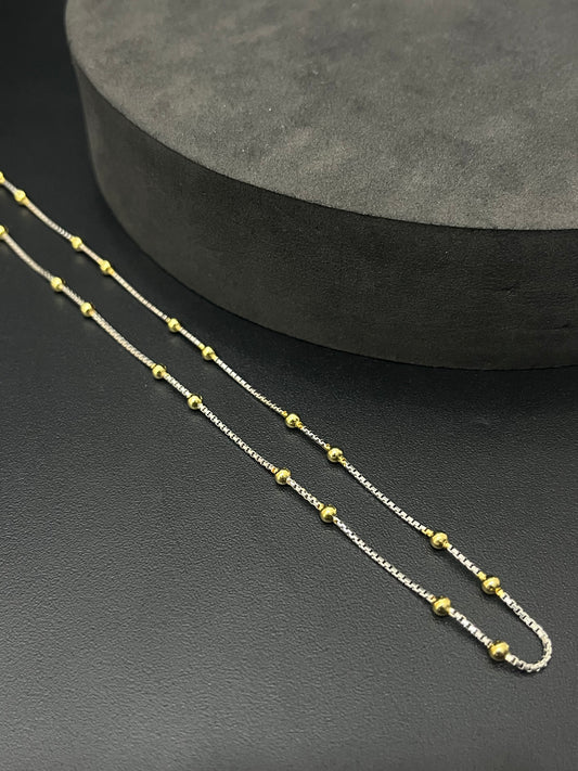 Ladies Silver Chain Gold Beads Chain