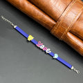 Silver Kids Bracelet Cute Characters Charms LOVE Blue Band 925