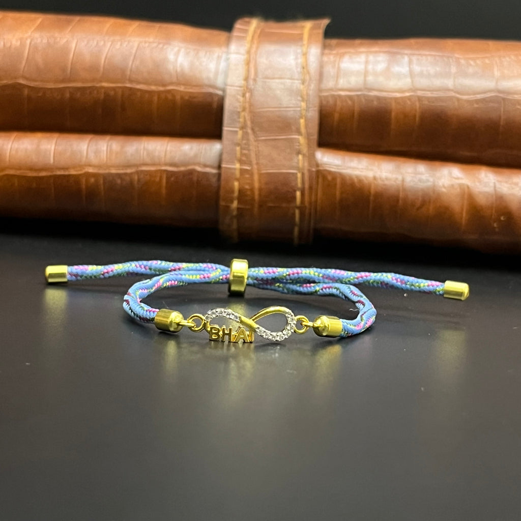 Silver Rakhi Band Knot Infinity BHAI Gold Polish 925