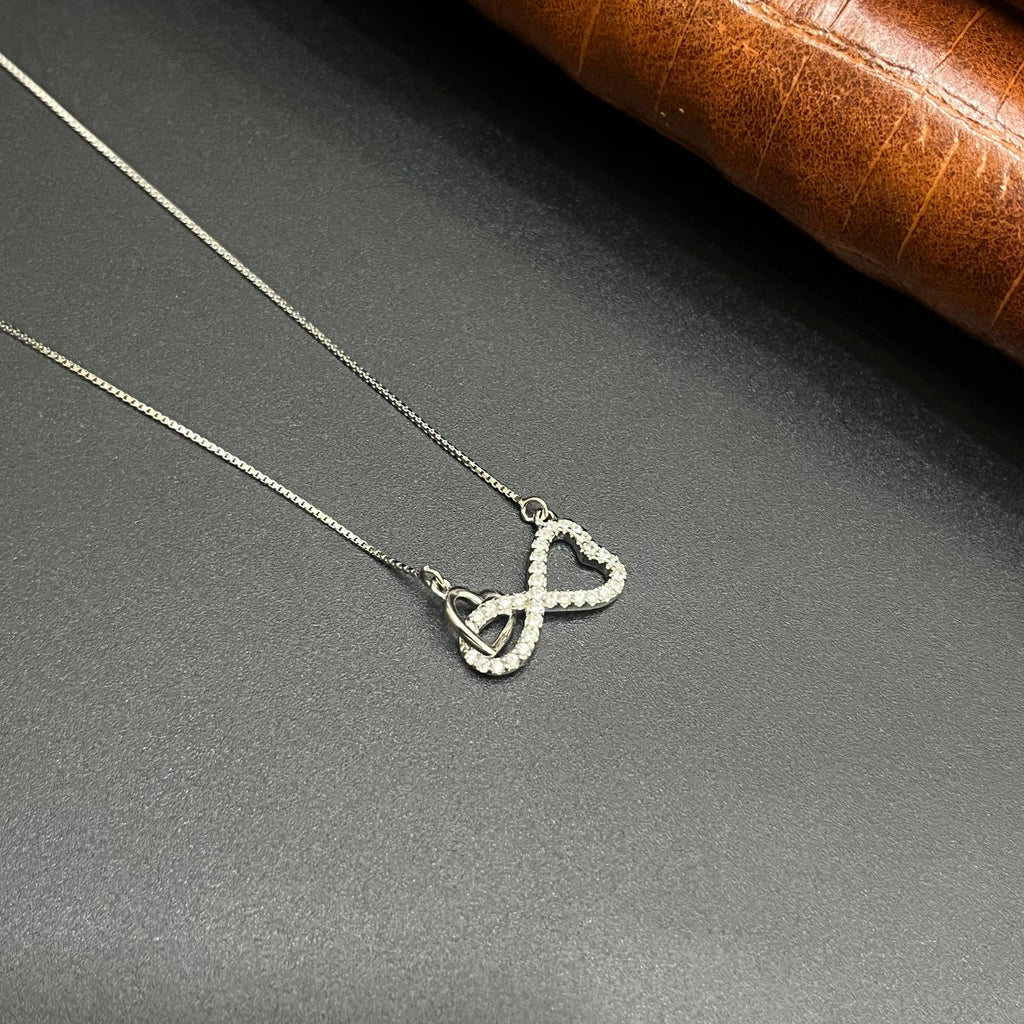 Silver Ladies Pendant Chain Infinity Heart Shape Charms Rose Gold 925