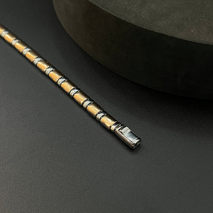 Silver Mens Bracelet Italian Rosegold & Platinum Finished