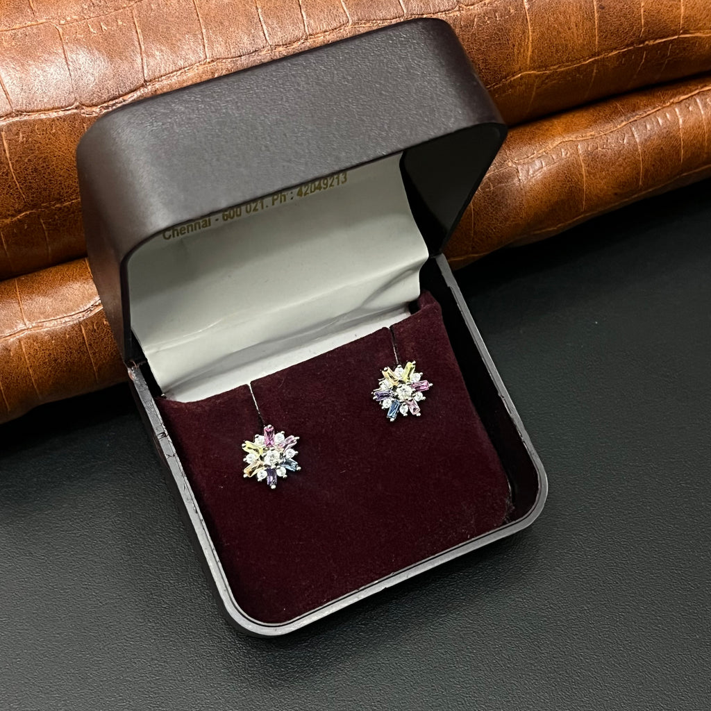 Silver Ladies Stud Crystal White