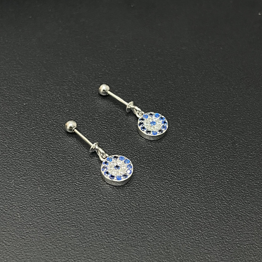 Silver Ladies Bugdis\Helix Studs  Evil Eye
