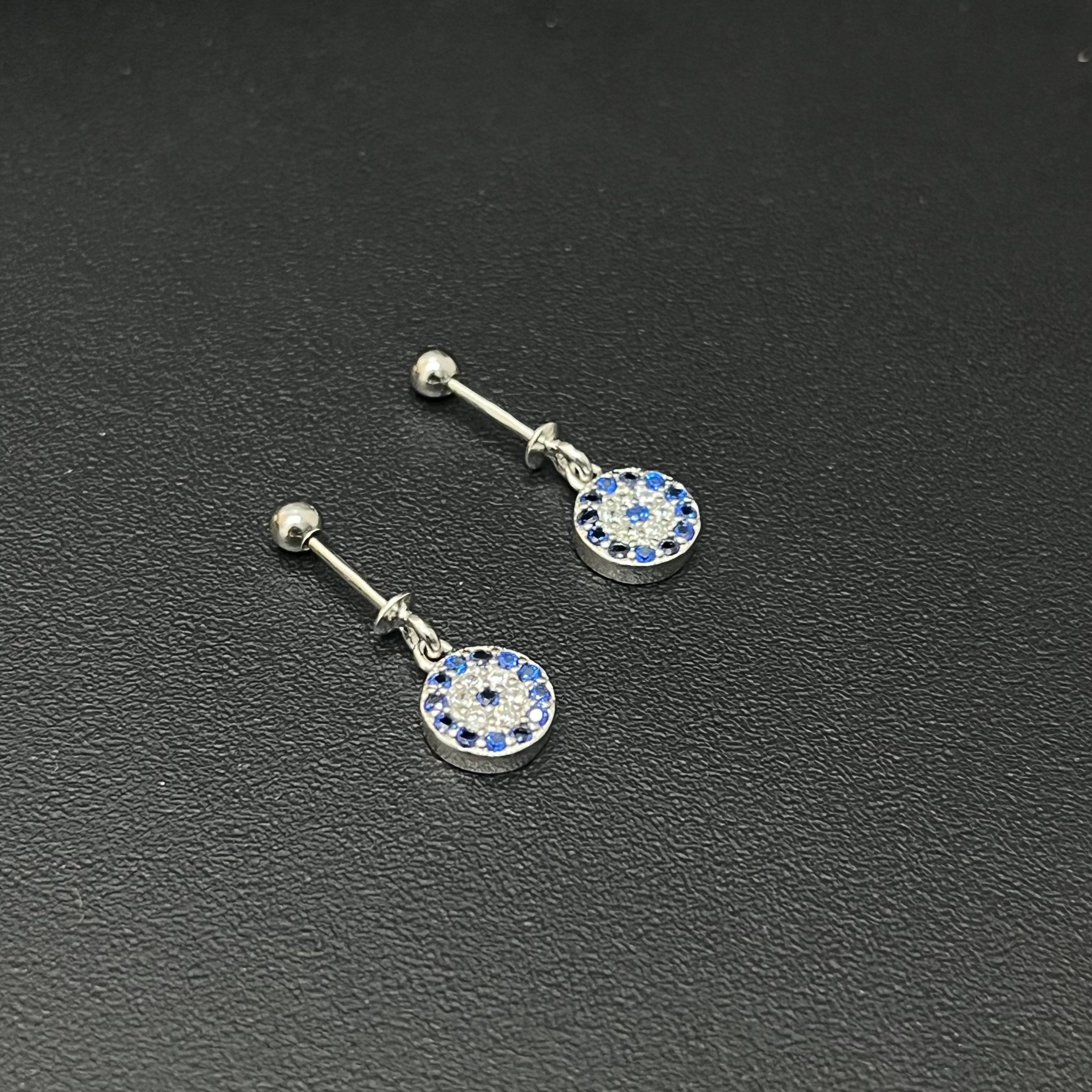 Silver Ladies Bugdis\Helix Studs  Evil Eye