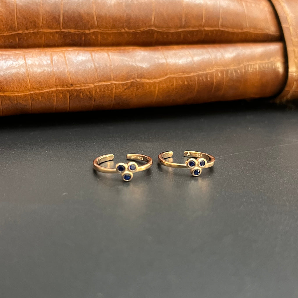 Silver Ladies Toe Rings 925 3 Bluez Stone Rosegold 925